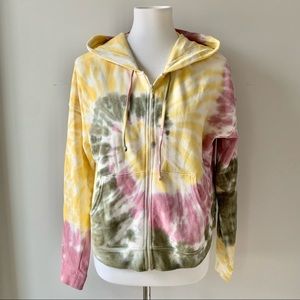 Tie Dye Zip Up Long Sleeve Hoodie Size Small